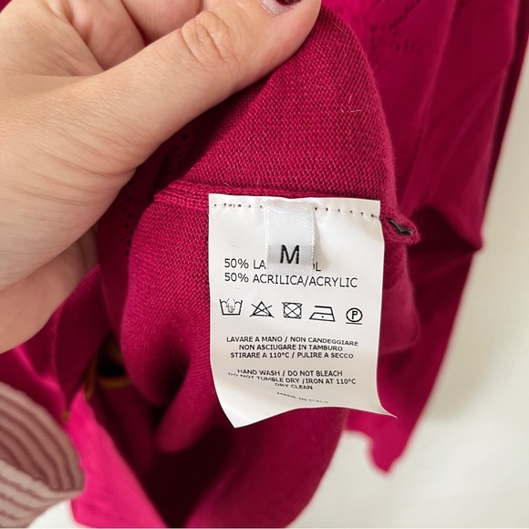 Pasdemer High Couture Button Up Polo Cardigan Fuchia Size Medium NWOT - Picture 7 of 9
